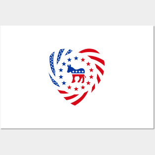 Democratic Murican Patriot Flag Series (Heart) Posters and Art